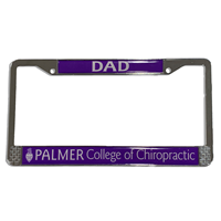 Palmer Dad License Plate Frame, Silver W/Purple