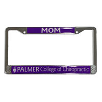 Palmer Mom License Plate Frame, Silver W/Purple